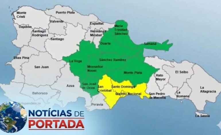Tres provincias y el Distrito Nacional en alerta amarilla por vaguada