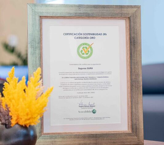 Seguros SURA RD logra recertificación Oro en sostenibilidad
