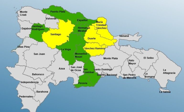 COE mantiene 4 provincias en alerta amarilla y 8 en verde por vaguada