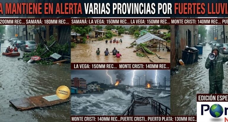 Vaguada mantiene en alerta varias provincias por fuertes lluvias