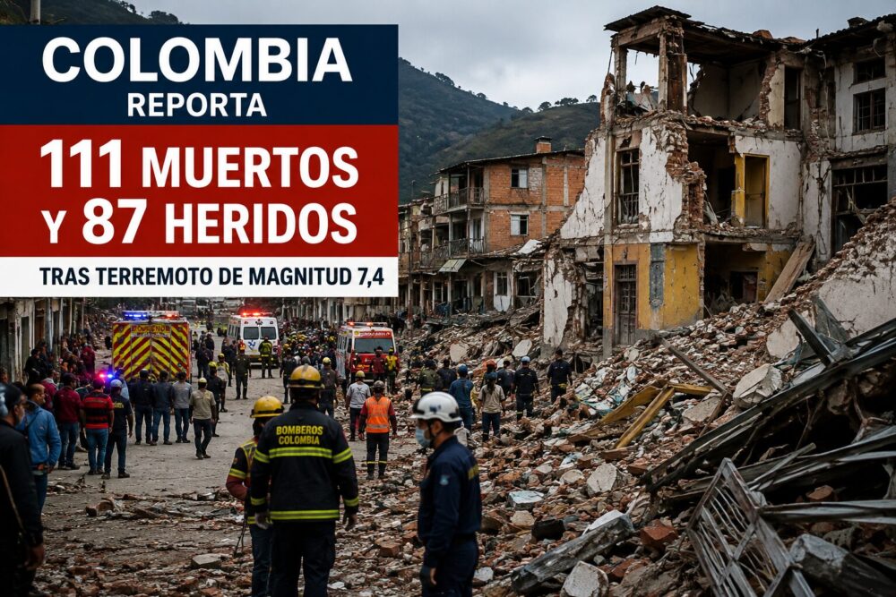 Colombia reporta 111 muertos y 87 heridos tras terremoto de magnitud 7,4