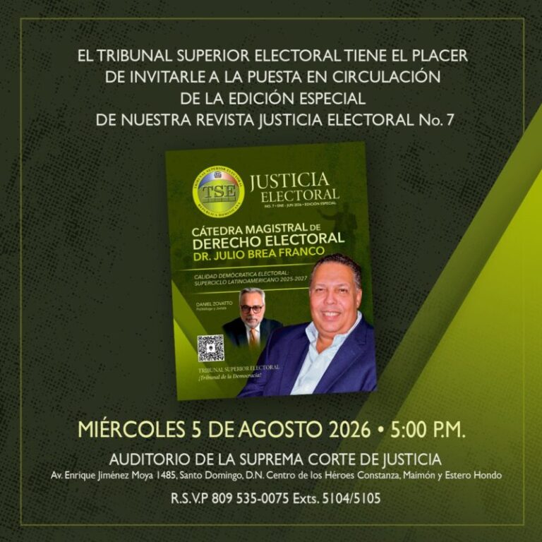 TSE presentará séptima edición de la revista Justicia Electoral