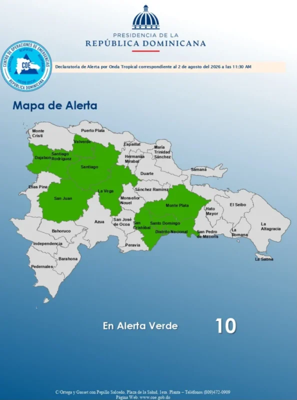COE activa alerta verde por lluvias