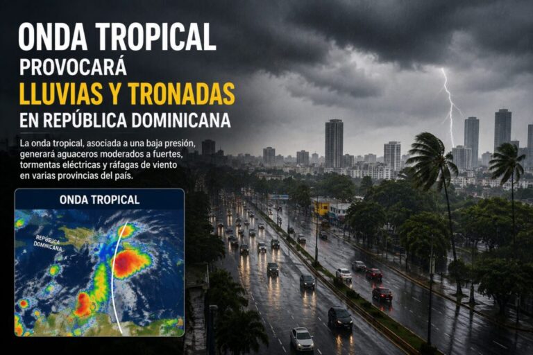 Onda tropical provocará lluvias y tronadas en República Dominicana