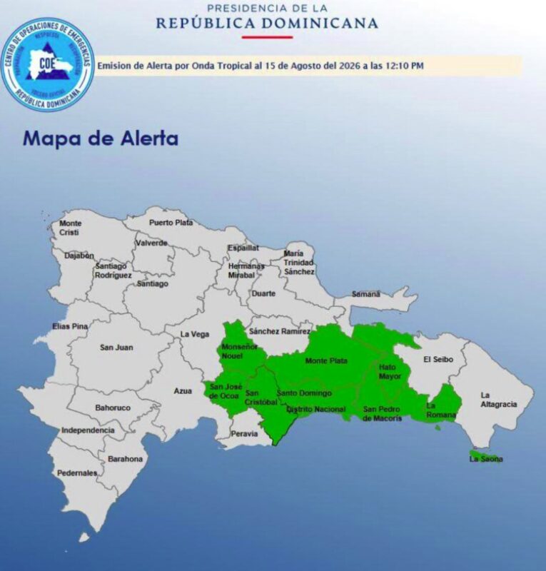 COE emite alerta verde para nueve provincias por lluvias