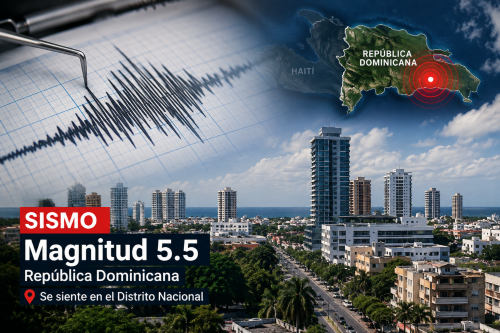 Sismo de magnitud 5.5 sacude República Dominicana y se siente en el Distrito Nacional