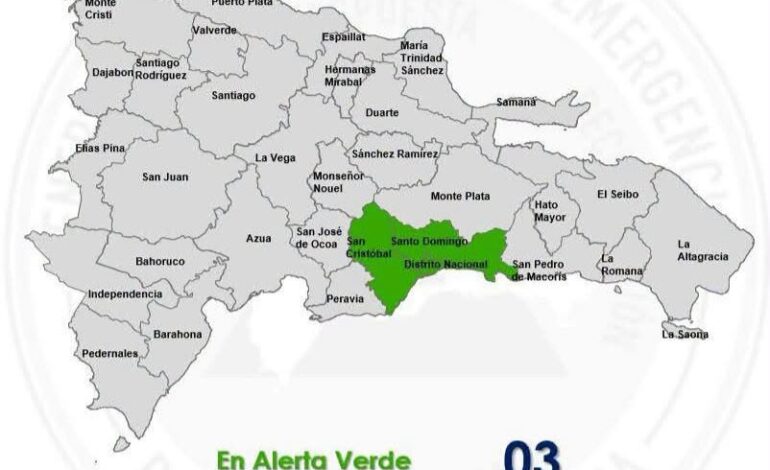 COE activa alerta verde para el Gran Santo Domingo por lluvias
