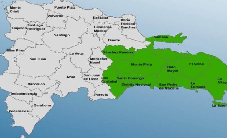 COE mantiene alerta verde para 10 provincias y el Distrito Nacional por lluvias