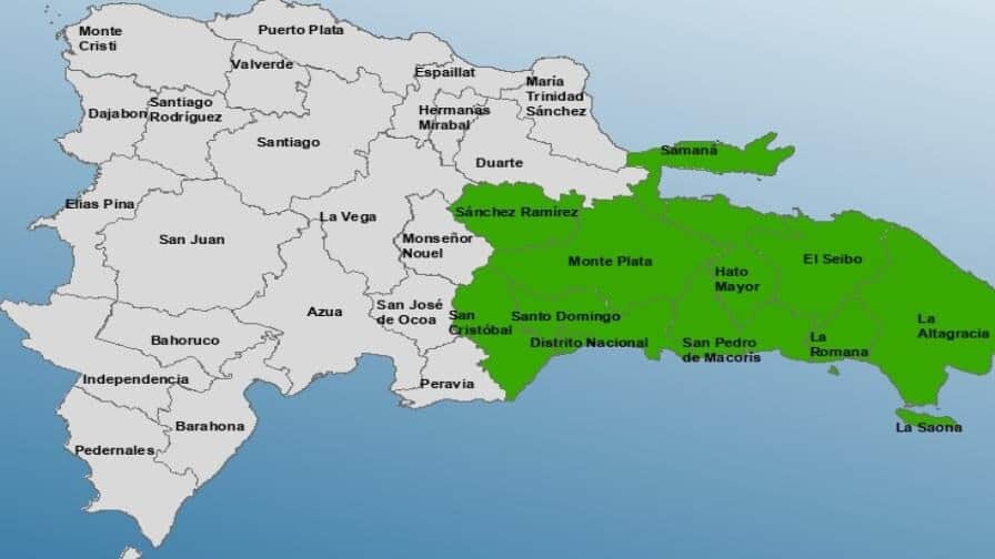 COE mantiene alerta verde para 10 provincias y el Distrito Nacional por lluvias