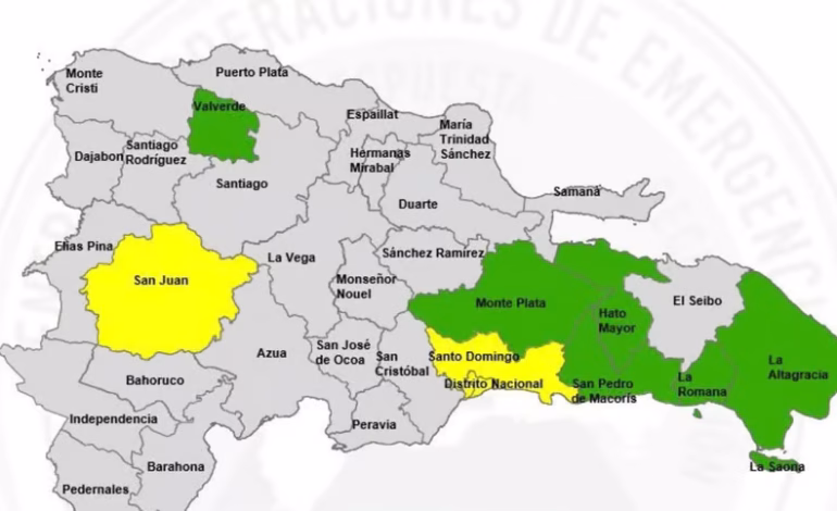 “¡Alerta por lluvias! COE activa amarilla para Santo Domingo y San Juan”