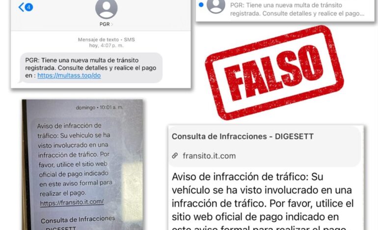 DIGESETT alerta sobre mensajes fraudulentos con supuestas multas de tránsito